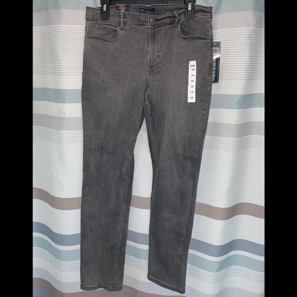 Regal Exchange Husky Dark Charcoal Gray Stretch Fit Jeans
